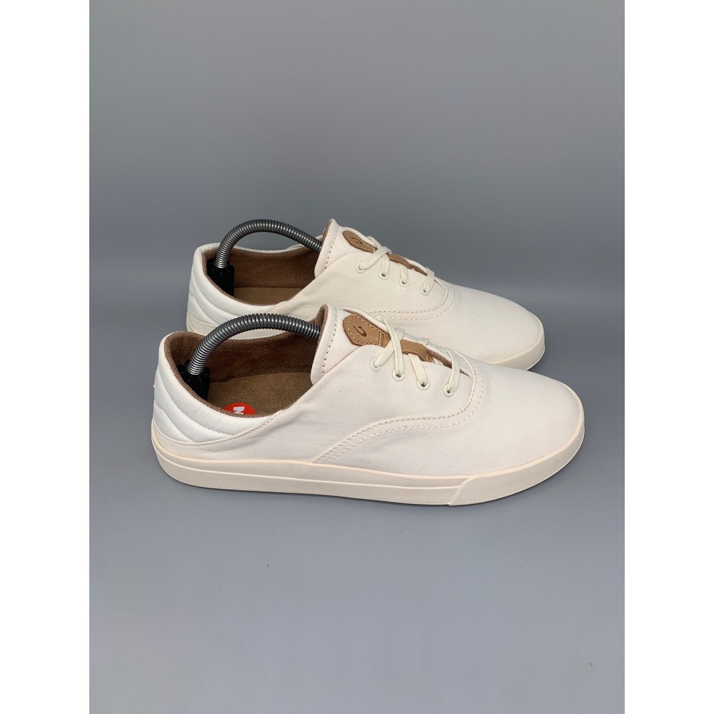 OluKai Kohu Bone White Canvas Slip On Sneakers 20516-1818 Women's Sz 11 NWT